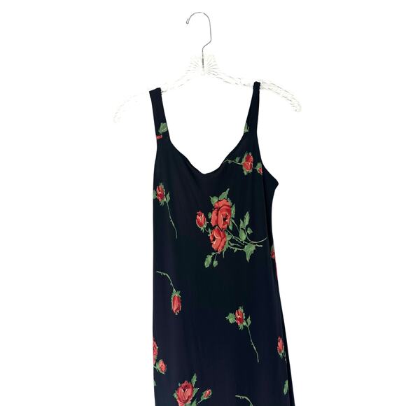 Casual Corner Dress Black Red Floral Print Sleeveless Y2K Vintage Maxi Small - Picture 6 of 10